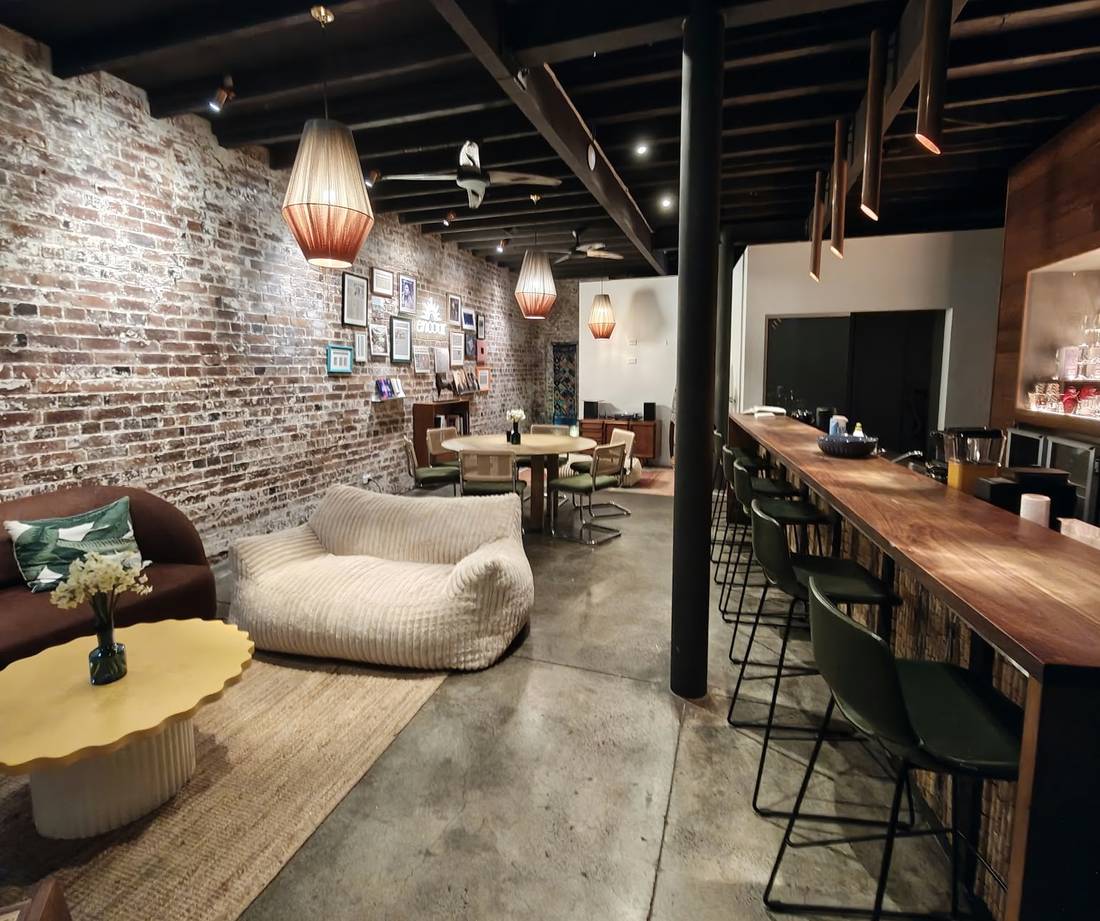 The communal kitchen and lounge at Broad Church